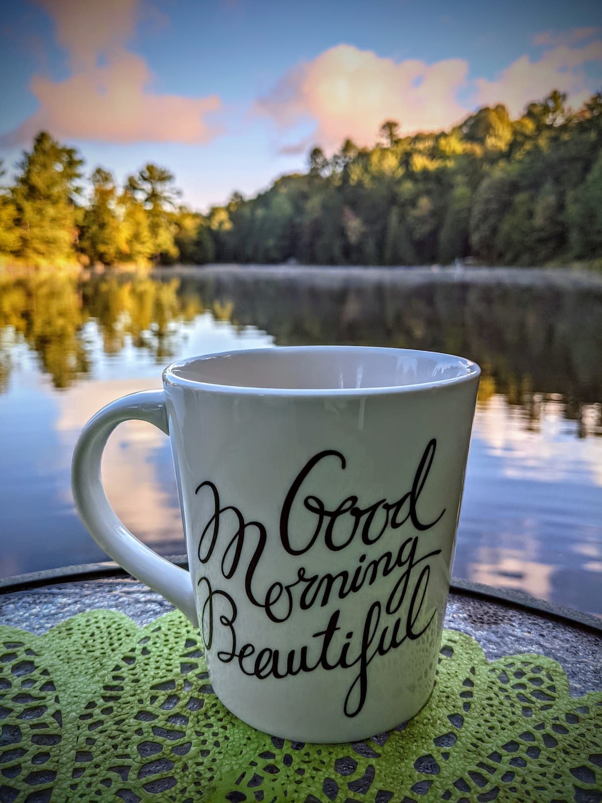 Morning coffee by the Muskoka River at The Muskoka River Chalet